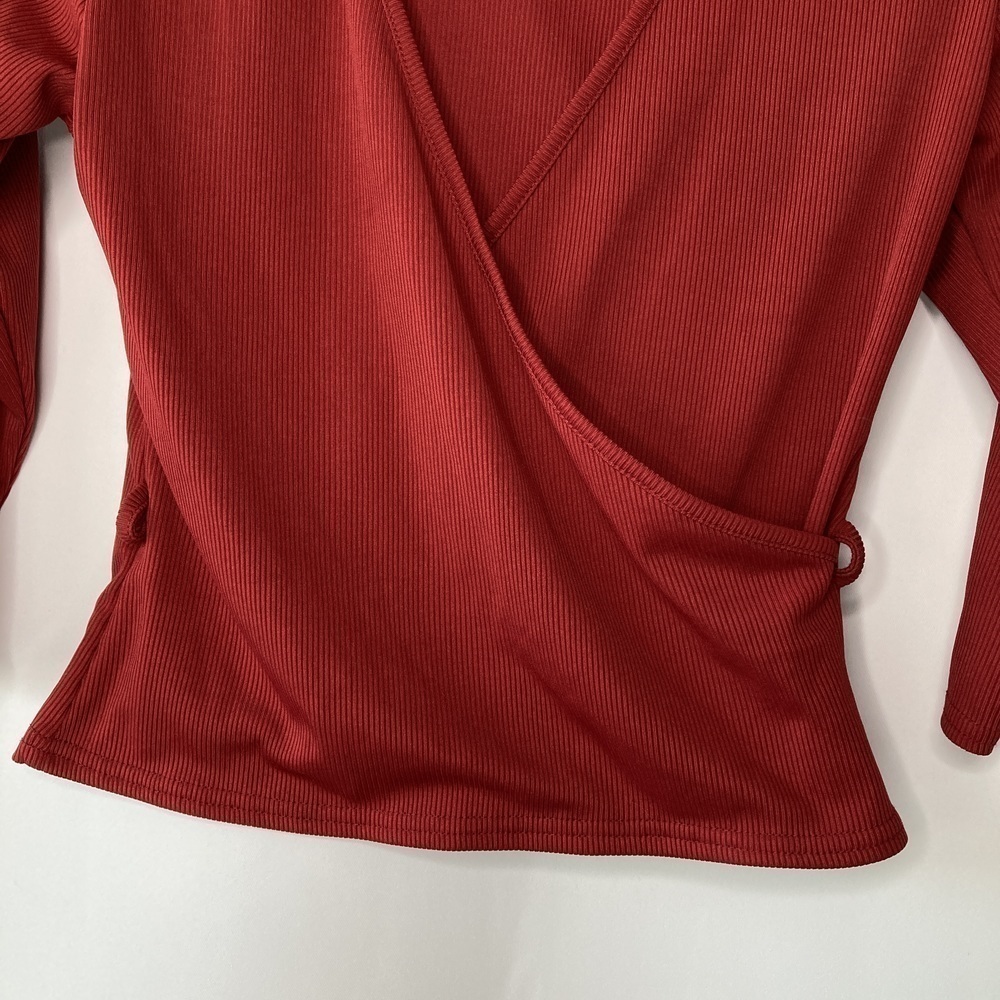 PrettyLittleThing Ribbed Tie Side Wrap Top Size 6 - Picture 4 of 9